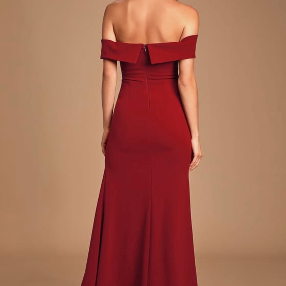 Lulus Song Of Love Wine Red Off-The-Shoulder Maxi Dress - Picture 4 of 9